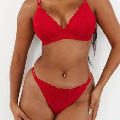 Lounge Underwear Sustainable Lace Magic Bra (Set) - Maroon BH Ohne Bügel Sets