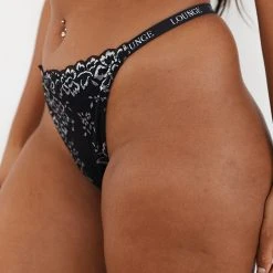 Lounge Underwear Sustainable Lace Magic Thong - Black 11 Lounge Underwear Sustainable Lace Magic Thong - Black