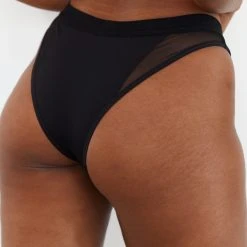 Lounge Underwear String Und Slip Contour Mesh Briefs - Black 10 Lounge Underwear String Und Slip Contour Mesh Briefs - Black