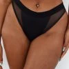 Lounge Underwear String Und Slip Contour Mesh Briefs - Black 2 Lounge Underwear String Und Slip Contour Mesh Briefs - Black
