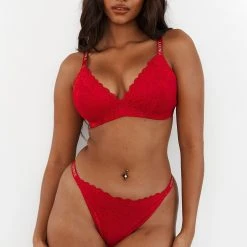 Lounge Underwear Sustainable Lace Magic Bra (Set) - Maroon BH Ohne Bügel Sets