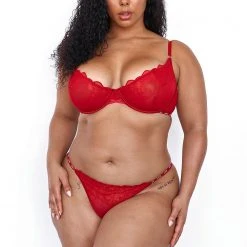 Lounge Underwear Illustration Balcony Bra (Set) - Maroon 20 Lounge Underwear Illustration Balcony Bra (Set) - Maroon