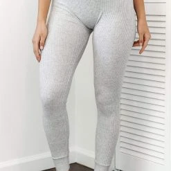 Lounge Underwear Ribbed High Waisted Leggings - Frost Leggings Sets