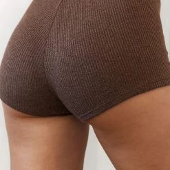 Lounge Underwear Ribbed High Waisted Shorts - Chocolate 18 Lounge Underwear Ribbed High Waisted Shorts - Chocolate