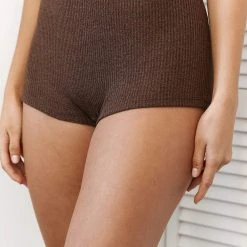 Lounge Underwear Ribbed High Waisted Shorts - Chocolate 17 Lounge Underwear Ribbed High Waisted Shorts - Chocolate