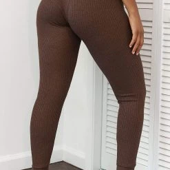 Lounge Underwear Ribbed High Waisted Leggings - Chocolate Leggings Sets