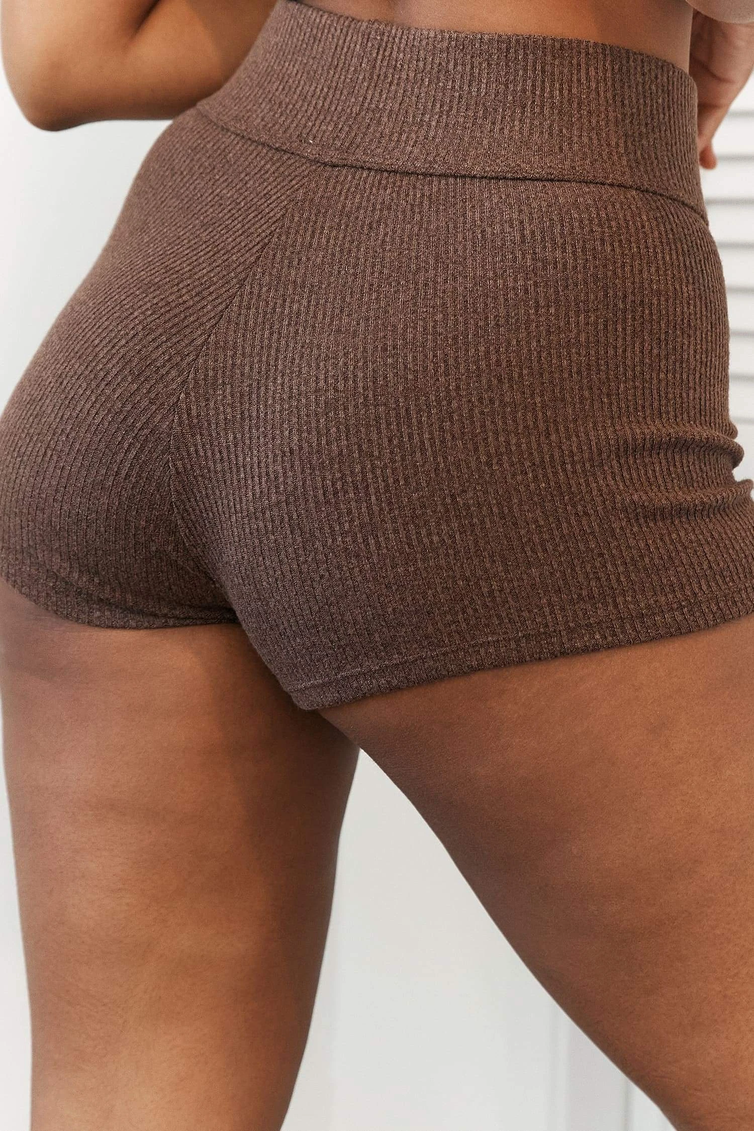 Lounge Underwear Ribbed High Waisted Shorts - Chocolate 5 Lounge Underwear Ribbed High Waisted Shorts - Chocolate