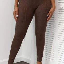 Lounge Underwear Ribbed High Waisted Leggings - Chocolate Leggings Sets