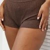 Lounge Underwear Ribbed High Waisted Shorts - Chocolate