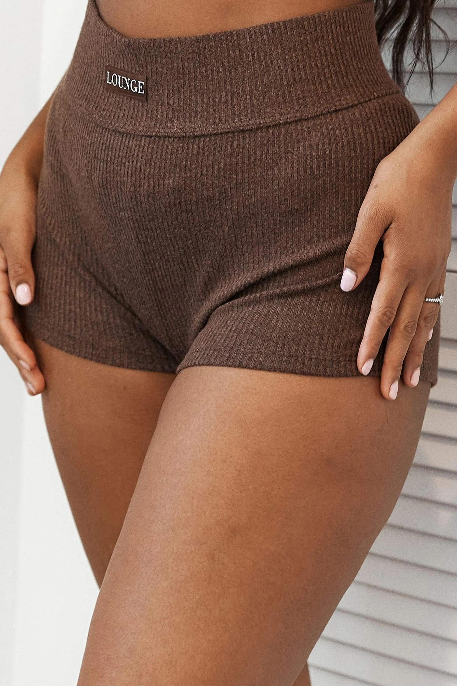 Lounge Underwear Ribbed High Waisted Shorts - Chocolate 3 Lounge Underwear Ribbed High Waisted Shorts - Chocolate