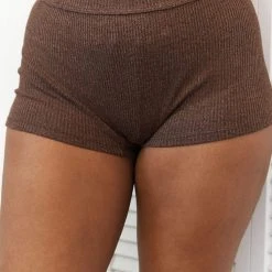 Lounge Underwear Ribbed High Waisted Shorts - Chocolate 15 Lounge Underwear Ribbed High Waisted Shorts - Chocolate