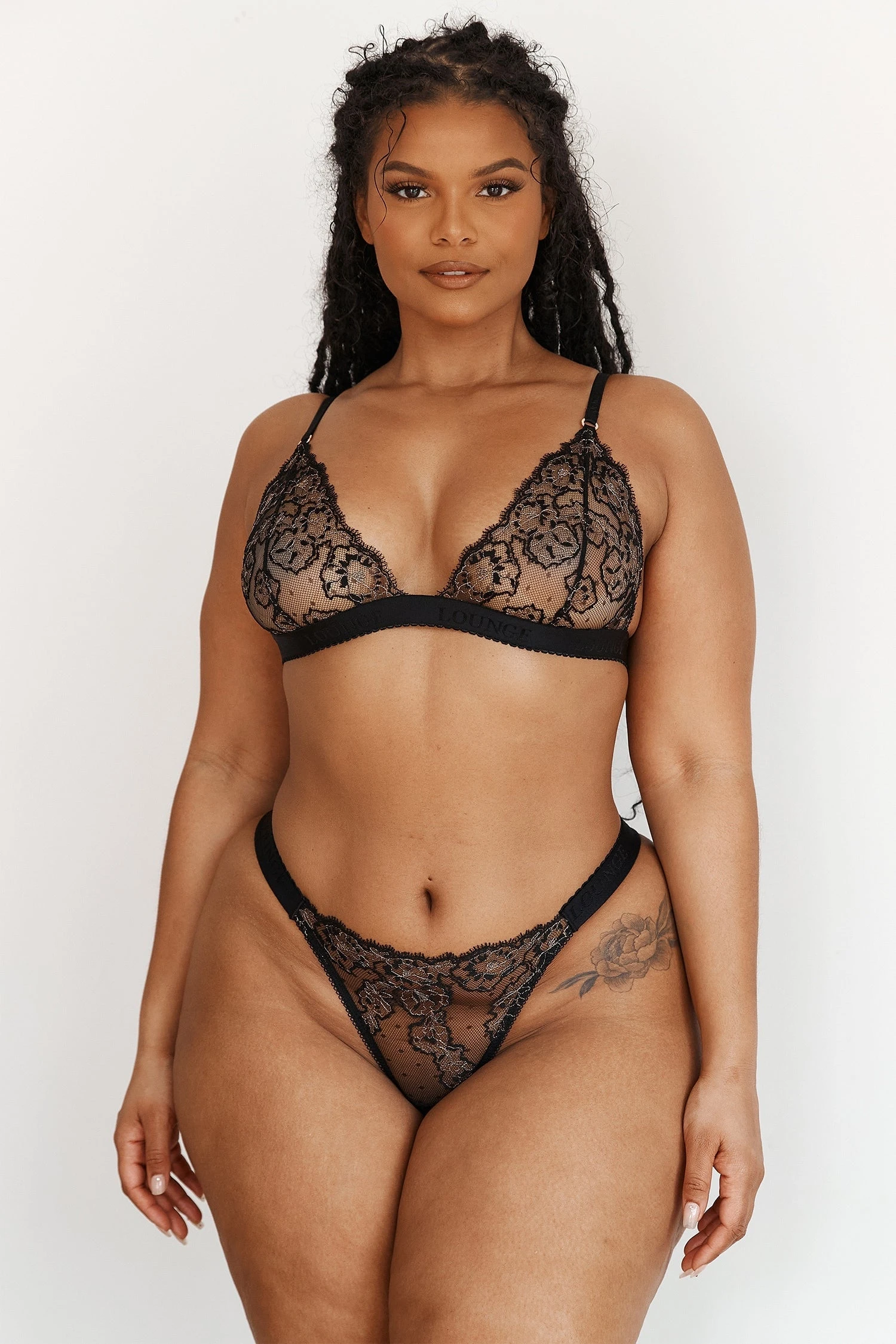 Lounge Underwear Embroidered Triangle Bra (Set) - Black 7 Lounge Underwear Embroidered Triangle Bra (Set) - Black