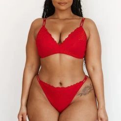 Lounge Underwear Sustainable Lace Magic Bra (Set) - Maroon BH Ohne Bügel Sets