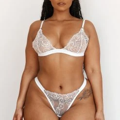 Lounge Underwear Embroidered Triangle Bra (Set) - White BH Ohne Bügel Sets 14 Lounge Underwear Embroidered Triangle Bra (Set) - White BH Ohne Bügel Sets