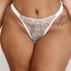 Lounge Underwear Embroidered Triangle Thong - White String Und Slip
