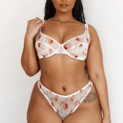 Lounge Underwear Floral Mesh Balcony Bra (Set) - White Bügel-BH Sets 14 Lounge Underwear Floral Mesh Balcony Bra (Set) - White Bügel-BH Sets