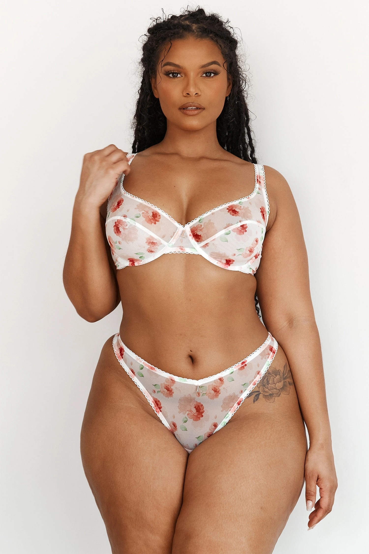 Lounge Underwear Floral Mesh Balcony Bra (Set) - White Bügel-BH Sets 7 Lounge Underwear Floral Mesh Balcony Bra (Set) - White Bügel-BH Sets