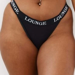 Lounge Underwear Bamboo Triangle Thong (Set) - All Black