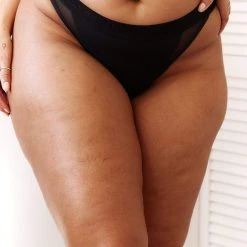 Lounge Underwear String Und Slip Contour Mesh Thong - Black