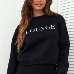 Cheap Lounge Underwear Store 33 Lounge Underwear Essential Jumper - Black Tops Und Hoodys