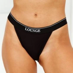 Lounge Underwear String Und Slip Bamboo Minimal Triangle Briefs - Black