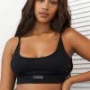 Lounge Underwear Ribbed Crop Top - Black Leggings Sets