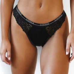 Lounge Underwear Outlet Outlet Silk Balcony Thong - Black