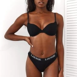 Lounge Underwear Ultra Comfort Ribbed T-Shirt Bra (Set) - Black Bügel-BH Sets