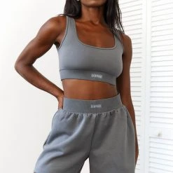 Lounge Underwear Essential Crop Top (Set) - Charcoal Shorts