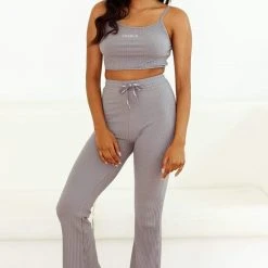 Lounge Underwear Outlet Ribbed Crop Top (Set) - Charcoal