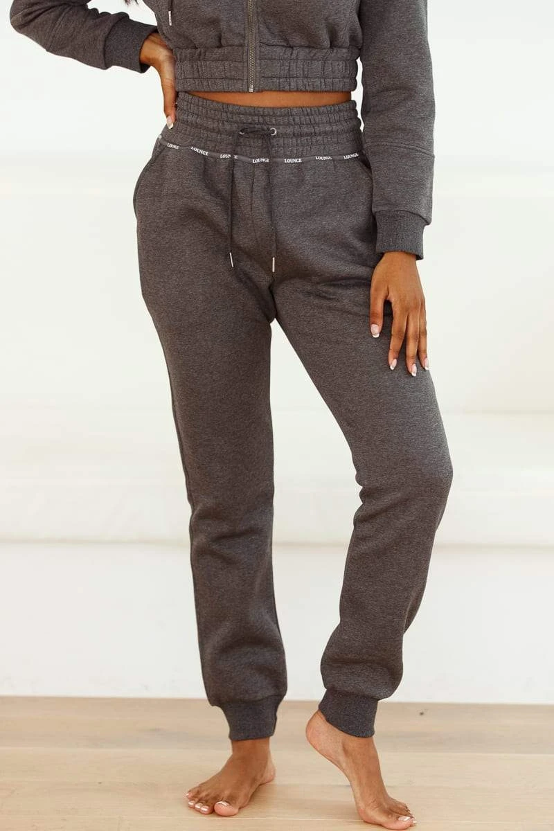 Lounge Underwear Outlet Outlet High Waisted Scrunchie Joggers - Charcoal 3 Lounge Underwear Outlet Outlet High Waisted Scrunchie Joggers - Charcoal