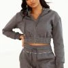 Lounge Underwear Outlet Zip Up Scrunchie Hoodie - Charcoal Outlet