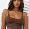 Lounge Underwear Ribbed Crop Top - Chocolate Leggings Sets