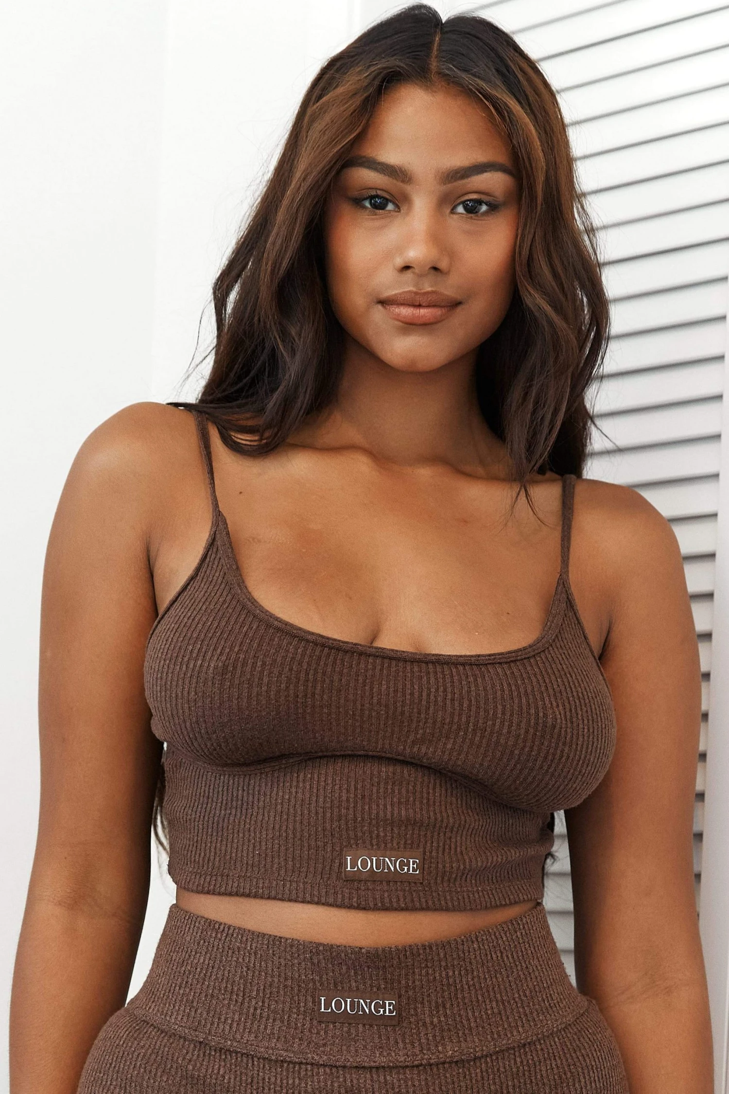 Lounge Underwear Ribbed Crop Top - Chocolate Leggings Sets 3 Lounge Underwear Ribbed Crop Top - Chocolate Leggings Sets