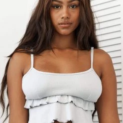 Lounge Underwear Frill Pyjama Cami Top - Frost Bestsellers