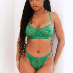 Lounge Underwear Neuheiten Two-tone Blossom Balcony Bra (Set) - Green