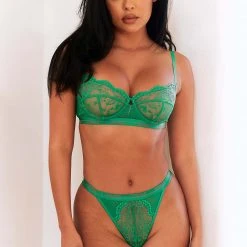Lounge Underwear Neuheiten Two-tone Blossom Balcony Bra (Set) - Green 14 Lounge Underwear Neuheiten Two-tone Blossom Balcony Bra (Set) - Green