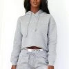 Lounge Underwear Cropped Hoodie - Grey Tops Und Hoodys