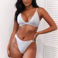 Lounge Underwear Bamboo Minimal Triangle Bra (Set) - Grey BH Ohne Bügel Sets