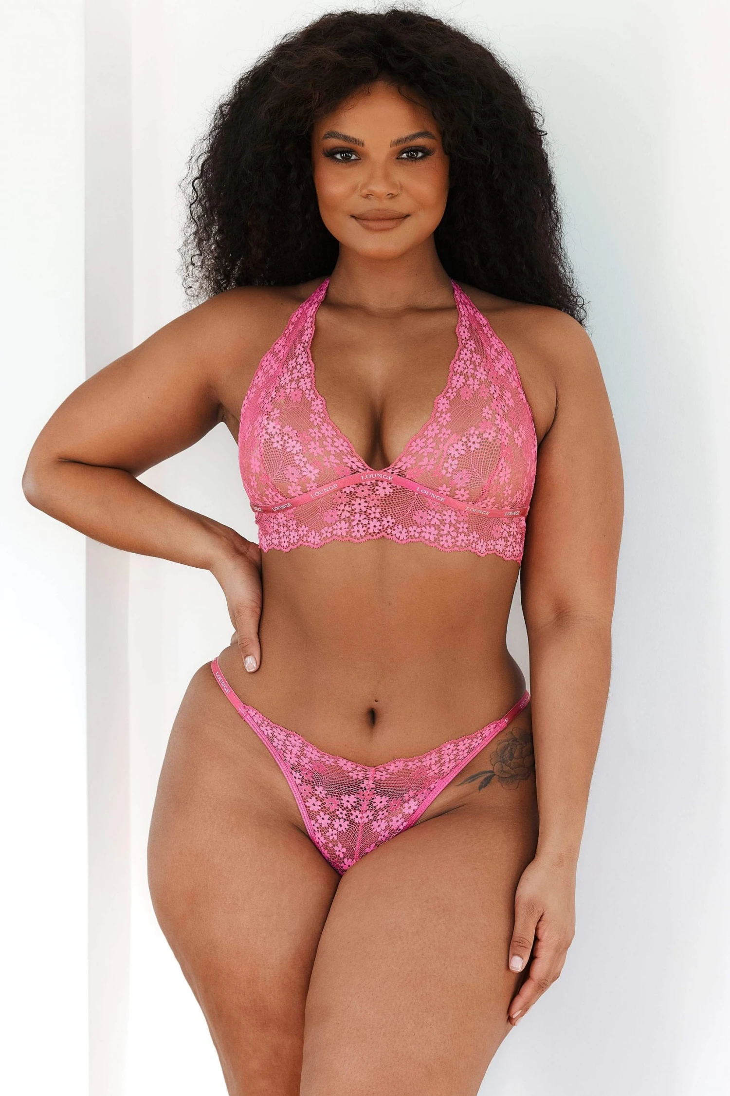 Lounge Underwear Lace Triangle Bra (Set) - Hot Pink 21 Lounge Underwear Lace Triangle Bra (Set) - Hot Pink