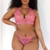 Lounge Underwear Lace Triangle Bra (Set) - Hot Pink