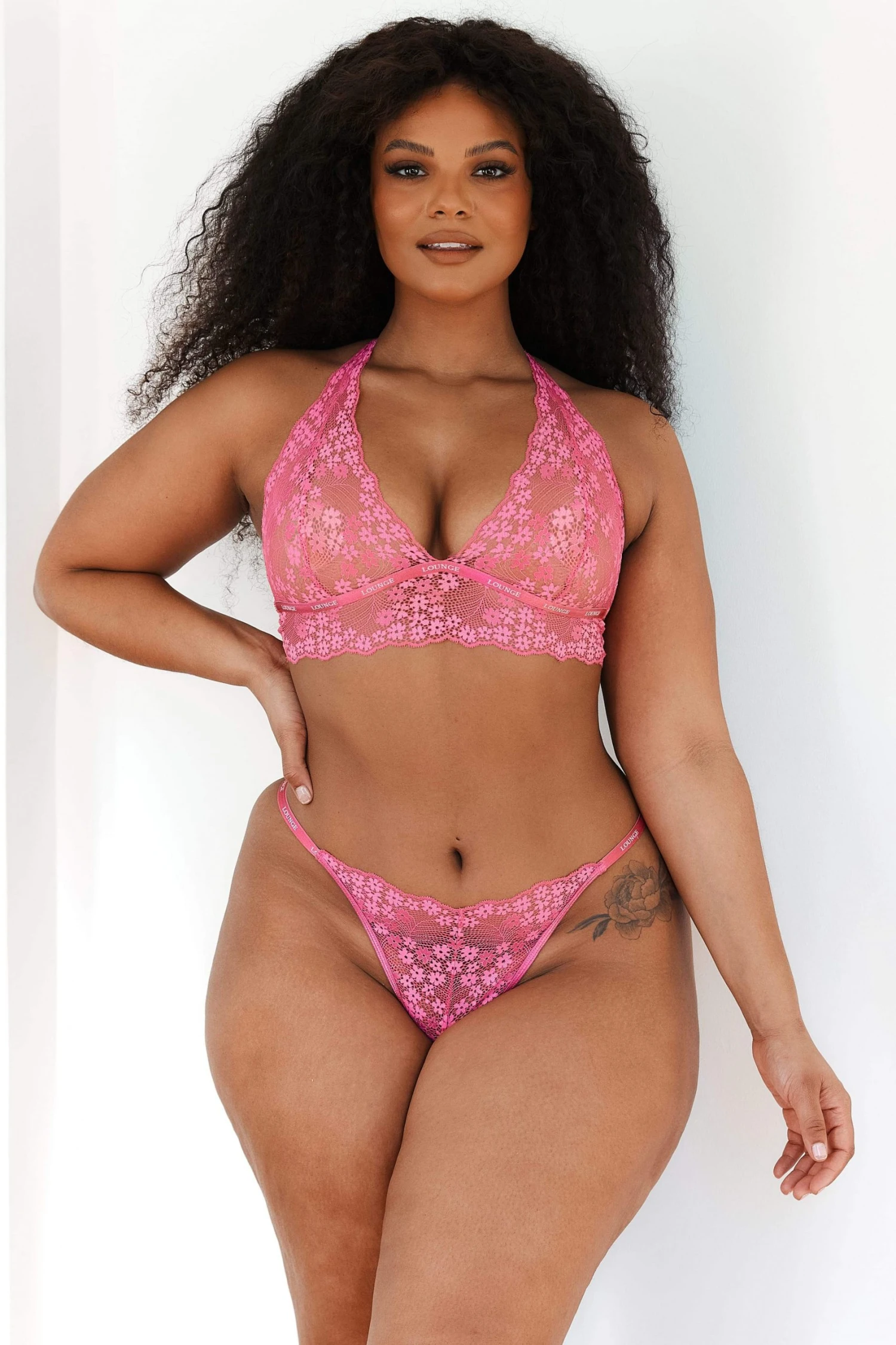 Lounge Underwear Lace Triangle Bra (Set) - Hot Pink 3 Lounge Underwear Lace Triangle Bra (Set) - Hot Pink