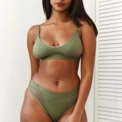 Lounge Underwear Contour Mesh Bra (Set) - Khaki BH Ohne Bügel Sets
