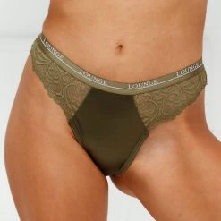 Lounge Underwear Outlet Silk Balcony Thong - Khaki