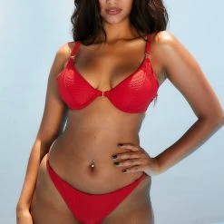 Lounge Underwear New York Textured Bikini Top (Set) - Red Bikinis