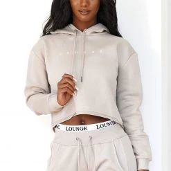 Lounge Underwear Tops Und Hoodys Cropped Hoodie - Mink