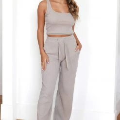 Lounge Underwear Luxury Ribbed Top (Set) - Mink