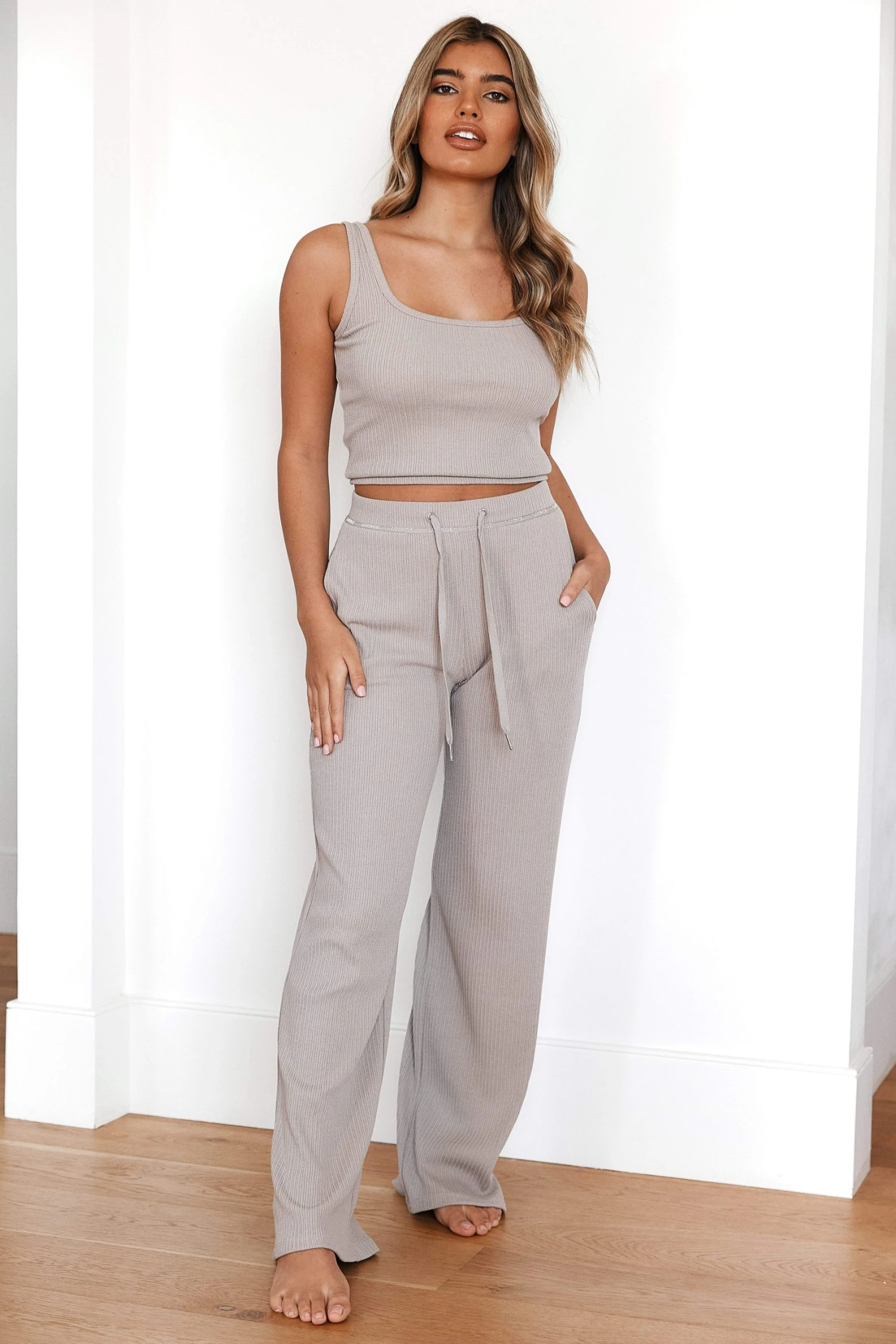 Lounge Underwear Luxury Ribbed Top (Set) - Mink 3 Lounge Underwear Luxury Ribbed Top (Set) - Mink