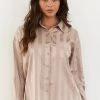 Lounge Underwear Striped Satin Pyjama Shirt - Mink Bestsellers