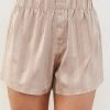 Lounge Underwear Striped Satin Pyjama Shorts - Mink